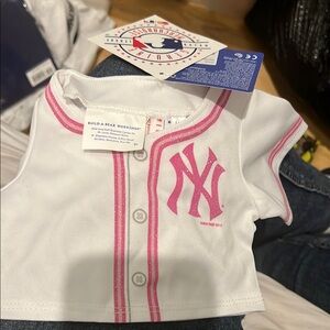 Build-A-Bear White and Pink Baseball Jersey